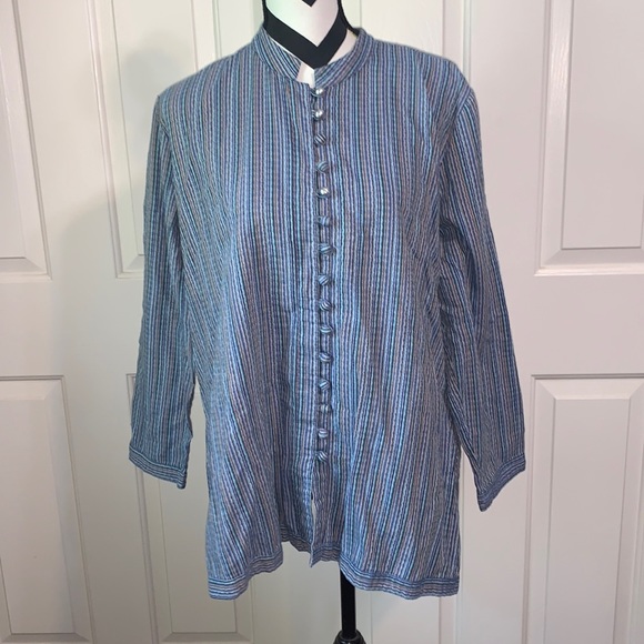 Norm Thompson Tops - NORM THOMPSON Blue Striped Blouse